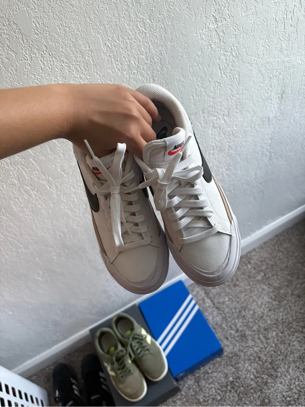 Nike Kids White and Tan Platform Sneakers